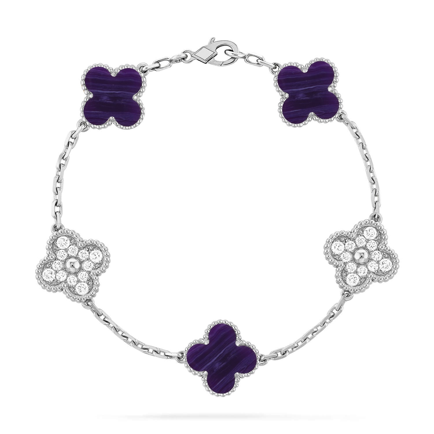 [Timi]New CLOVER 5 MOTIF PURPLE STRIPES BRACELET COLLECTION