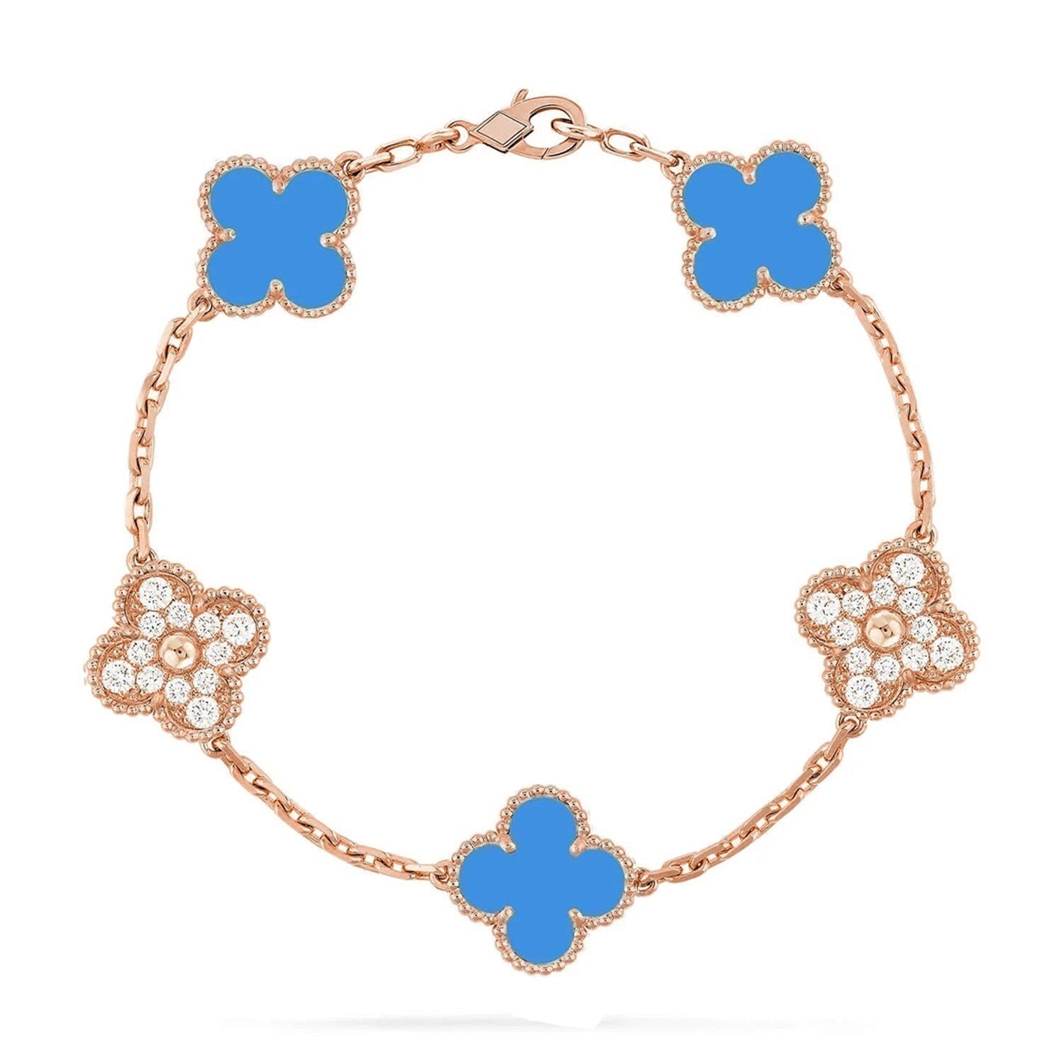 [Timi]New CLOVER 5 MOTIF BLUE AGATE BRACELET COLLECTION