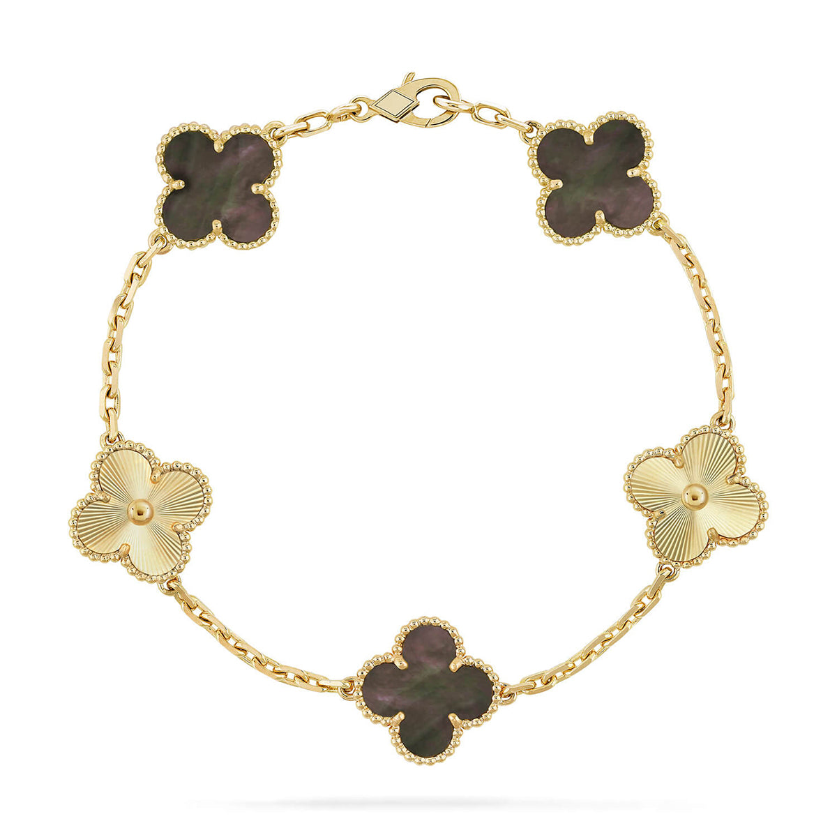 [Timi]New  CLOVER 5 MOTIF GRAY MOP BRACELET COLLECTION