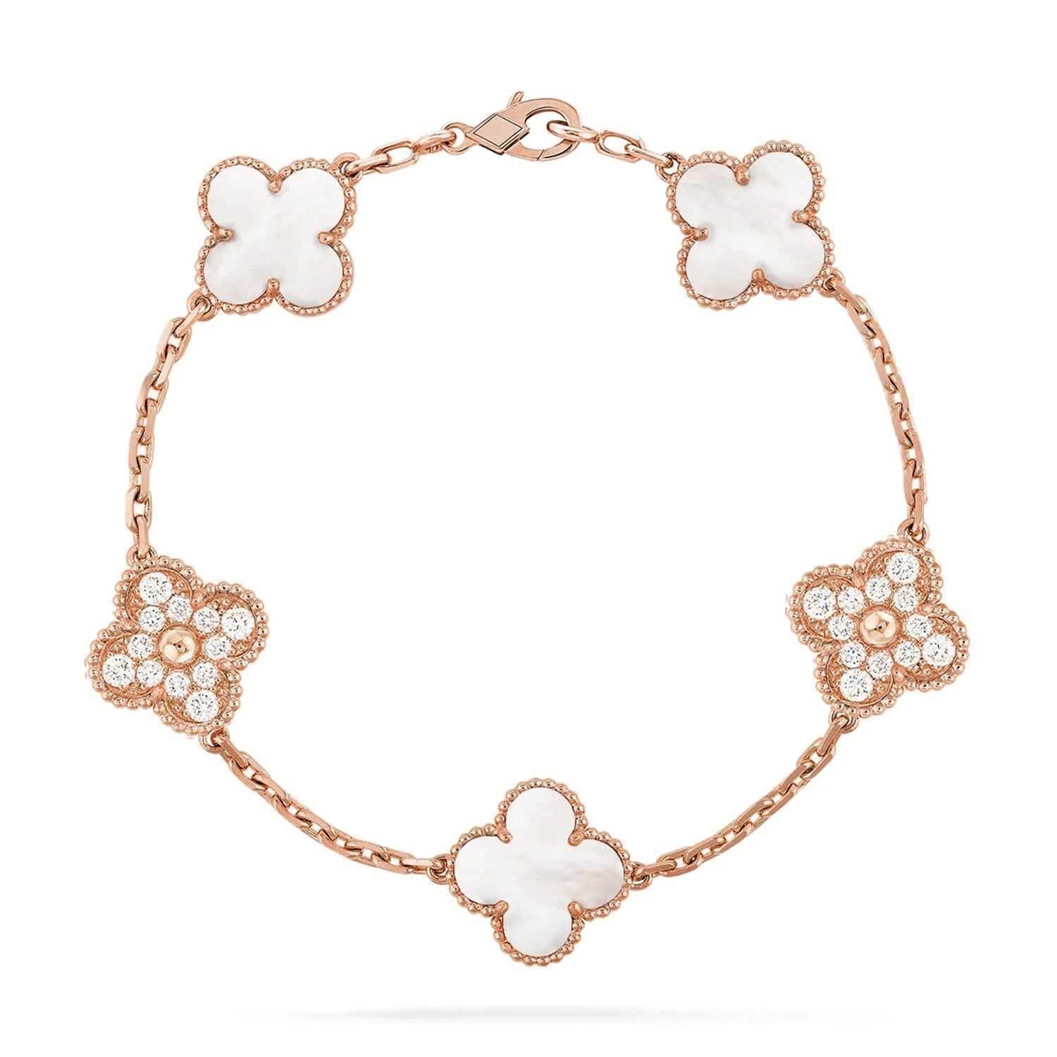[Timi]New CLOVER WHITE PEARL MOP 5 MOTIF BRACELET COLLECTION
