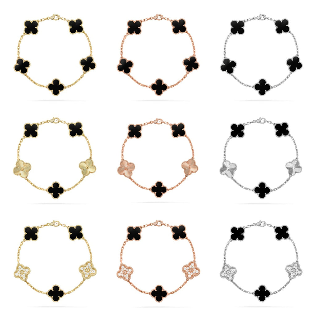 [Timi]New CLOVER 5 MOTIF ONYXS BRACELET COLLECTION