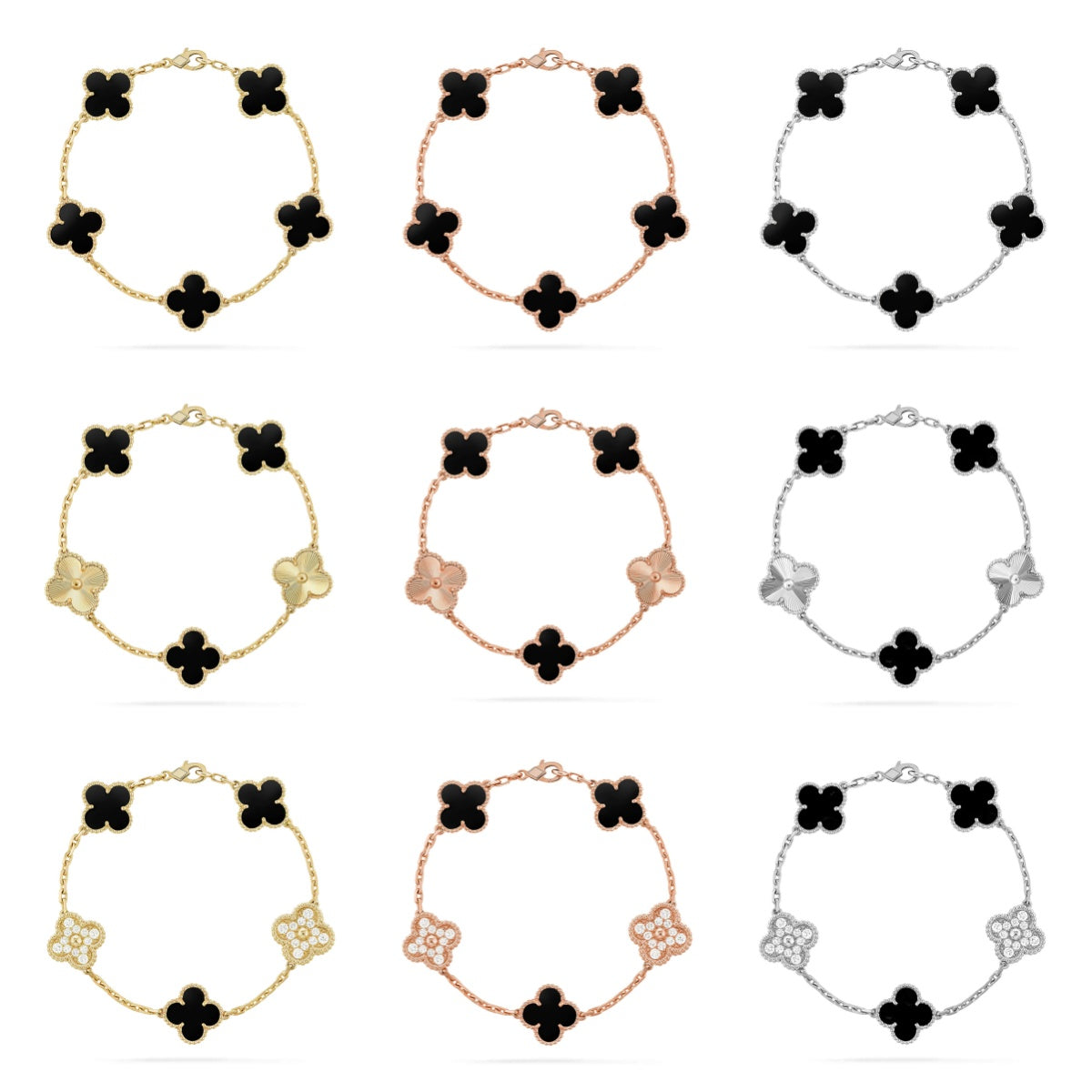 [Timi]New CLOVER 5 MOTIF ONYXS BRACELET COLLECTION