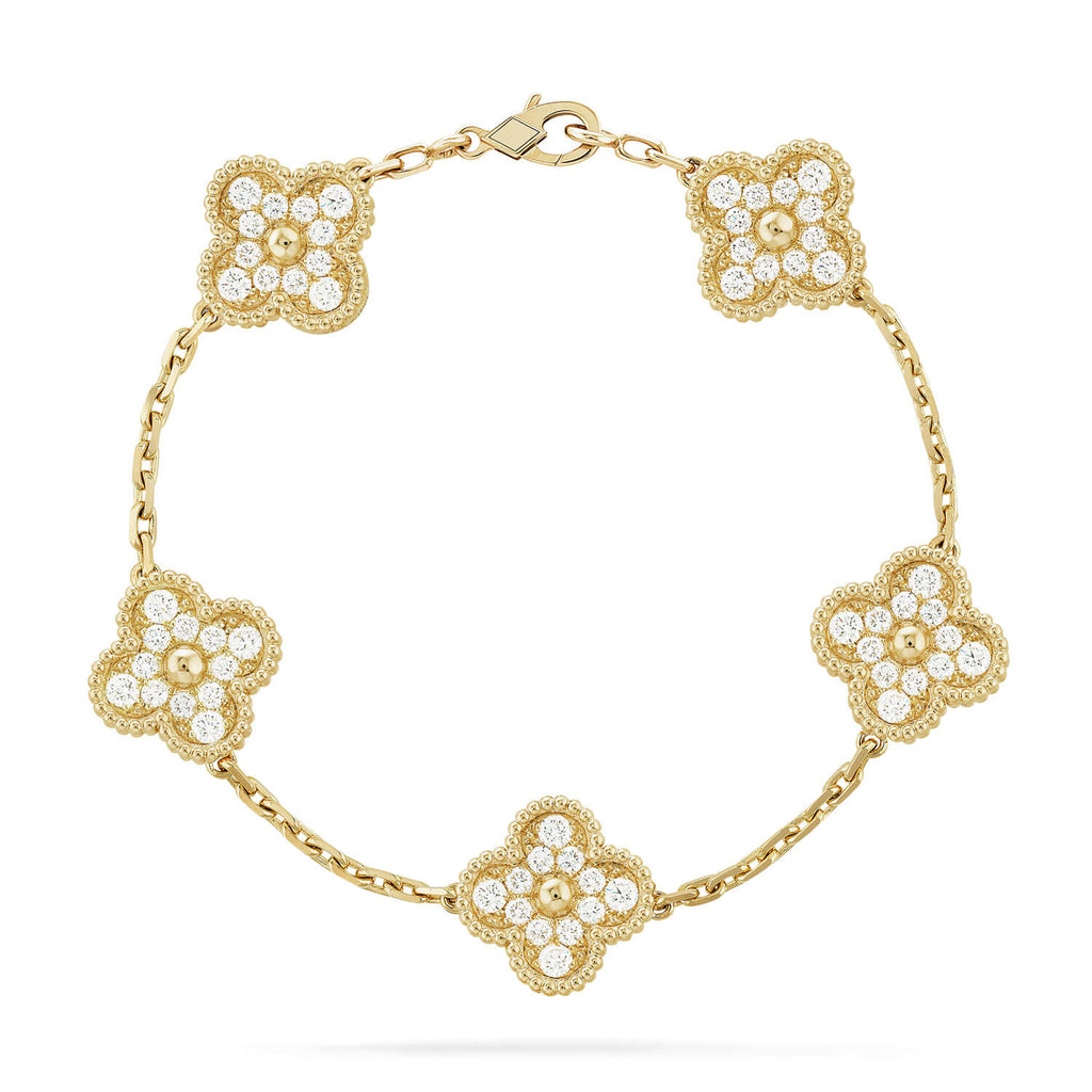 [Timi] New  CLOVER 5 MOTIF FULL DIAMOND BRACELET COLLECTION