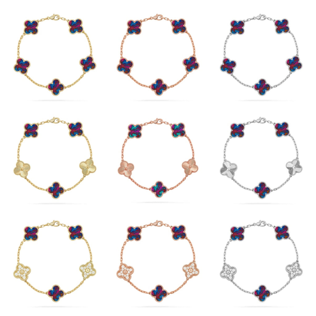 [Timi]New CLOVER 5 MOTIF COLOR GEMSTONES BRACELET COLLECTION
