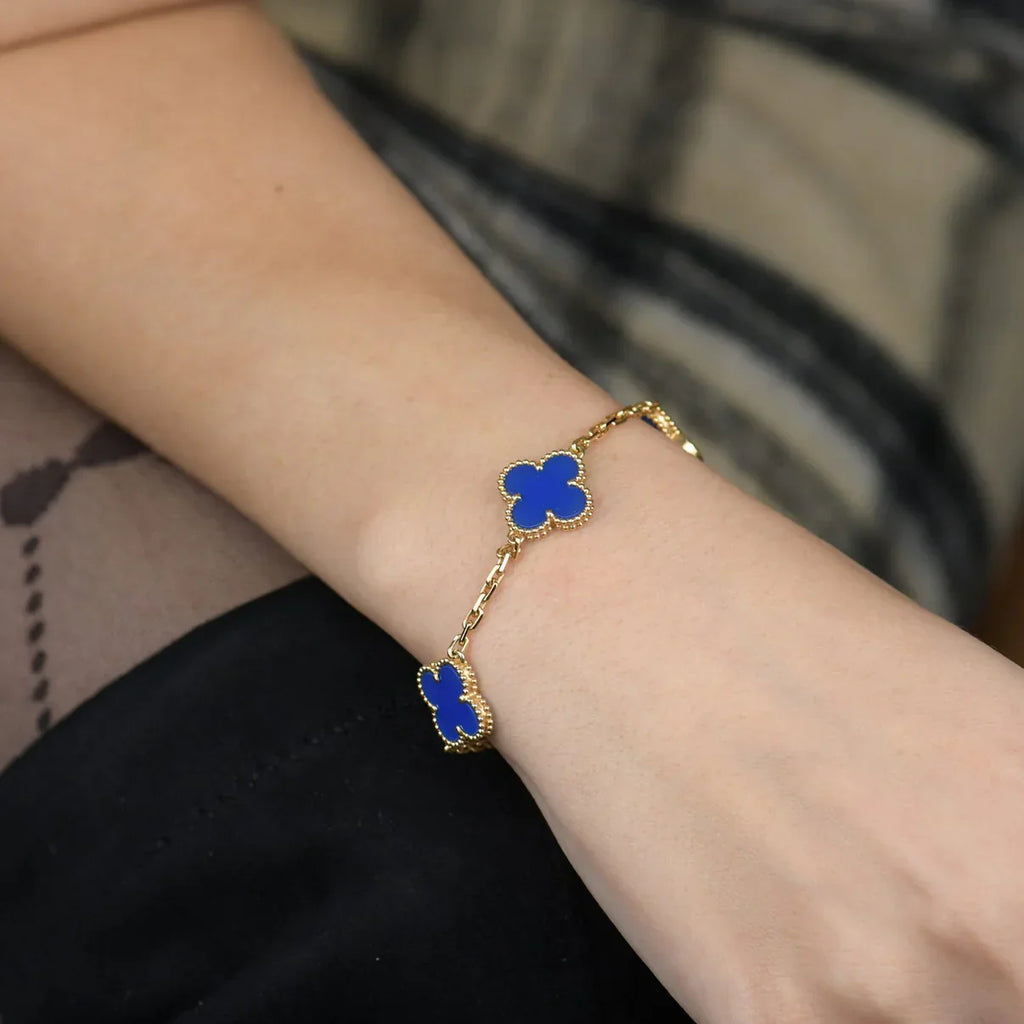 [Timi]New CLOVER 5 MOTIF BLUE AGATE BRACELET COLLECTION