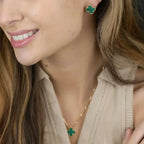 TimiCLOVER MINI 9.5MM MALACHITE  EARRINGS
