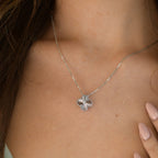 TimiCLOVER  15MM DIAMOND LASER NECKLACE SILVER