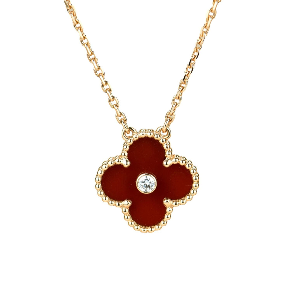 TimiCLOVER 15MM DIAMOND CARNELIAN NECKLACE