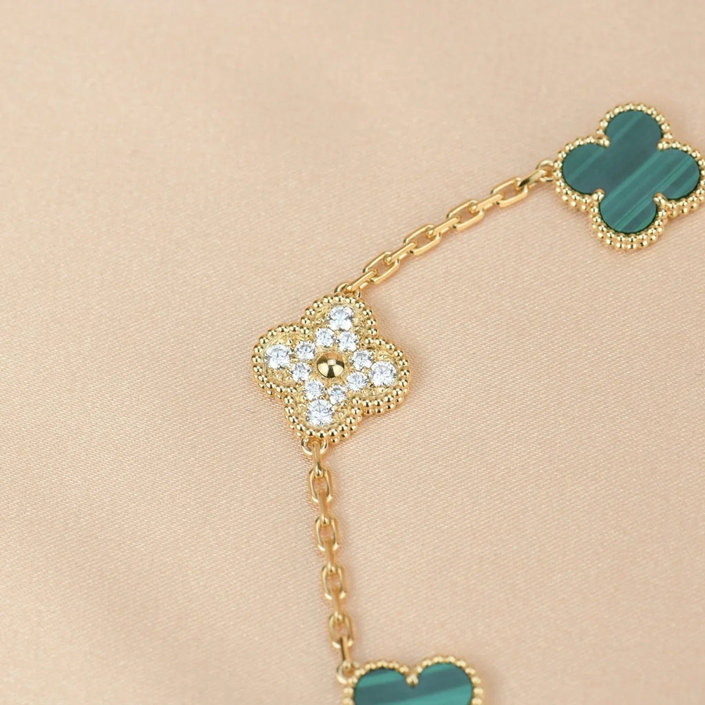 [Timi]New  CLOVER 5 MOTIF MALACHITE BRACELET COLLECTION