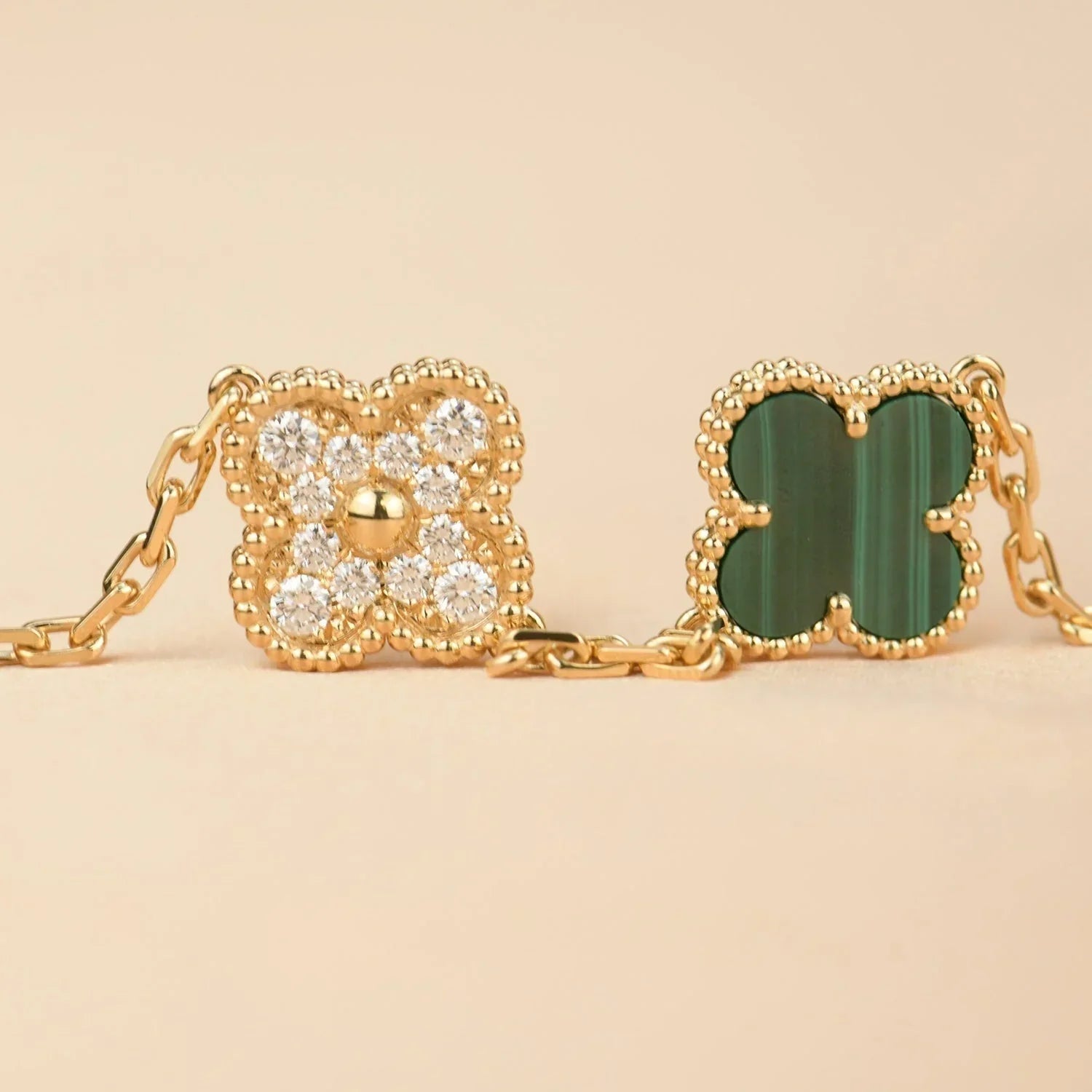 [Timi]New  CLOVER 5 MOTIF MALACHITE BRACELET COLLECTION