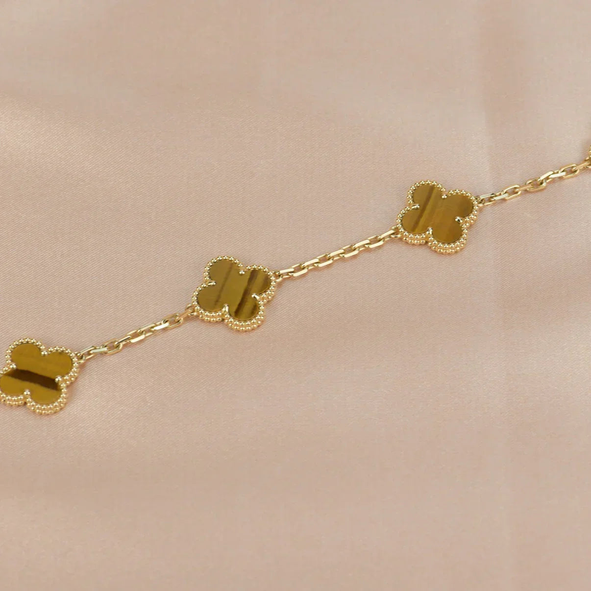 [Timi]New  CLOVER 5 MOTIFS TIGER EYE BRACELET COLLECTION