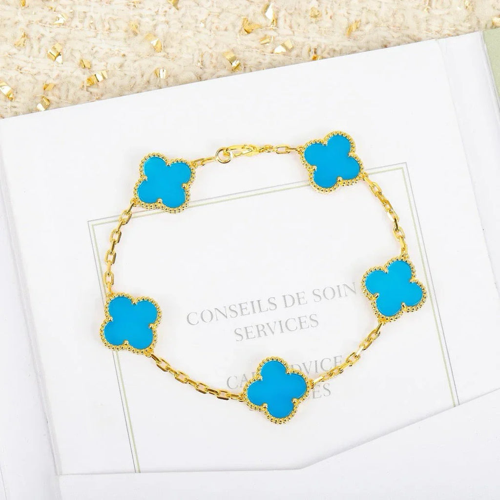 [Timi]New  CLOVER 5 MOTIF TURQUOISE BRACELET COLLECTION