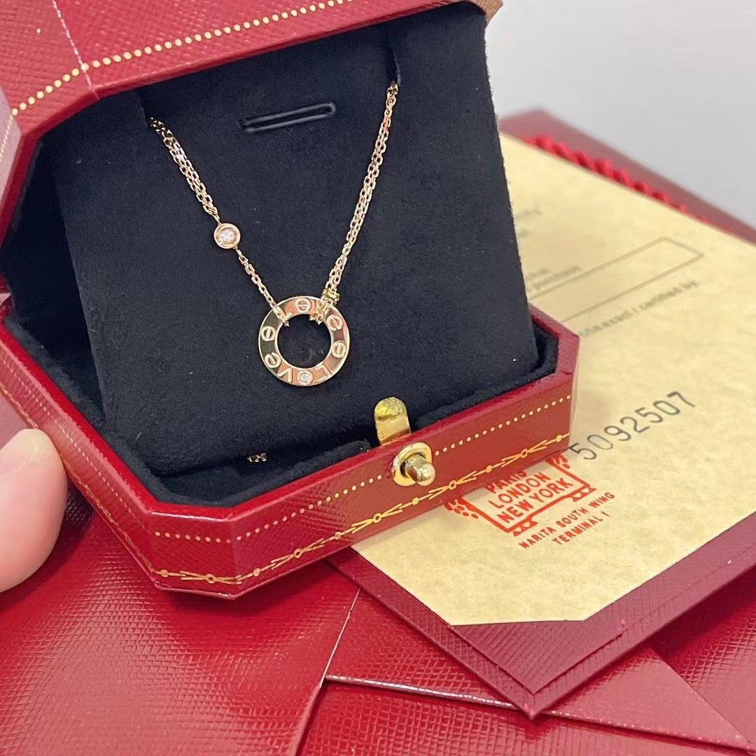 TimiLOVE NECKLACE 16MM 2 DIAMONDS