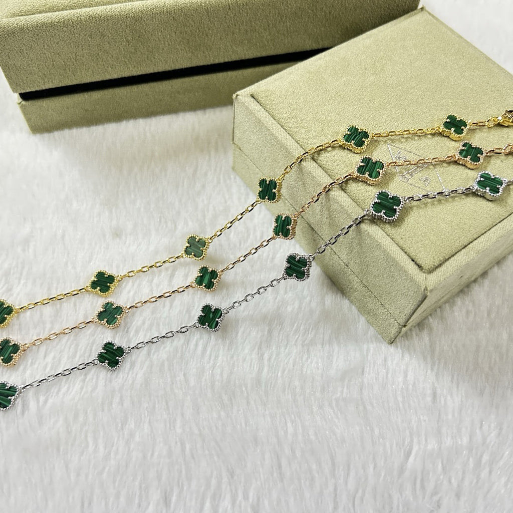 [¡®Timi¡¯]CLOVER 6 MOTIF MALACHITE BRACELET