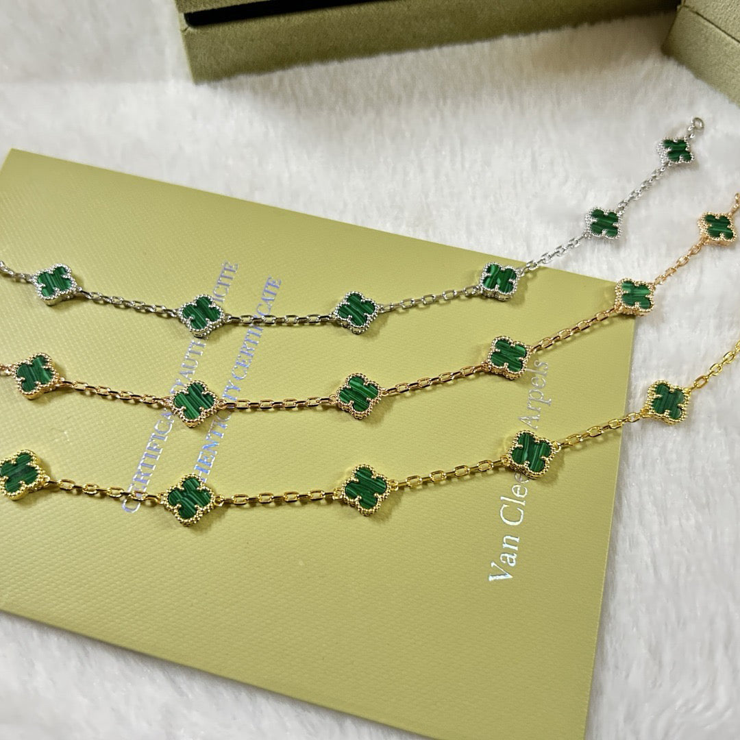 [¡®Timi¡¯]CLOVER 6 MOTIF MALACHITE BRACELET