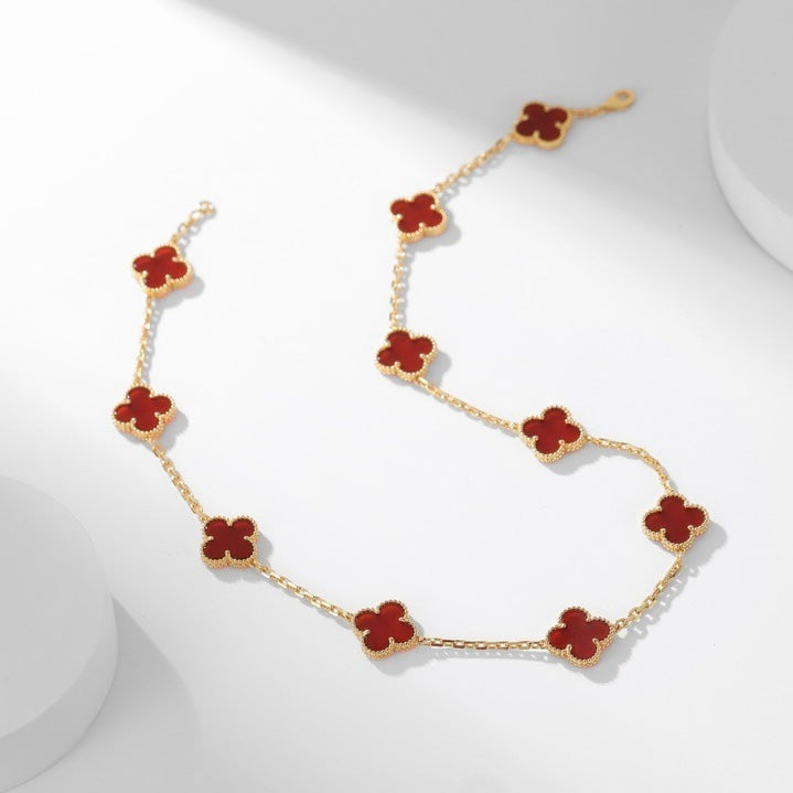 TimiCLOVER 10 MOTIFS CARNELIAN NECKLACE