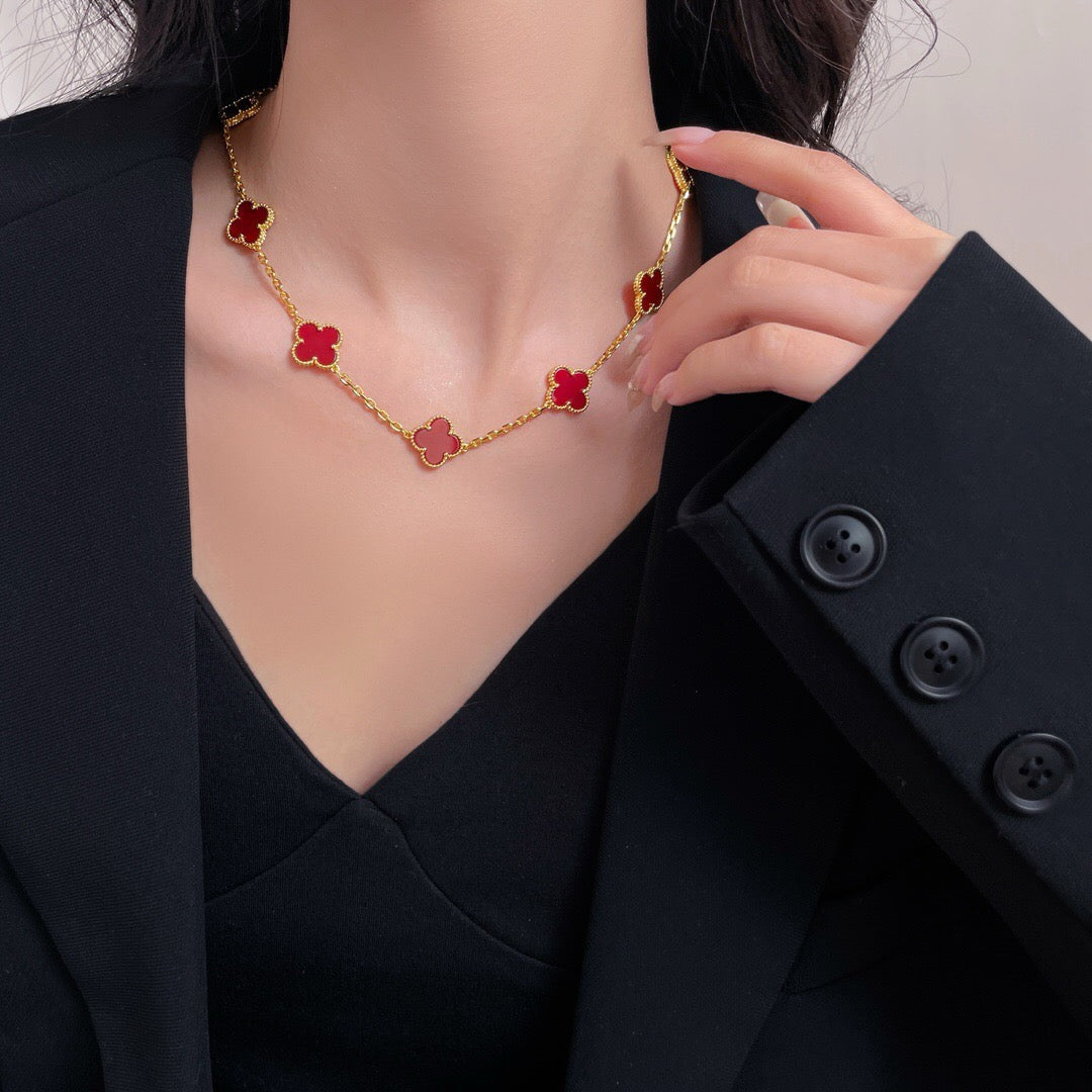 TimiCLOVER 10 MOTIFS CARNELIAN NECKLACE