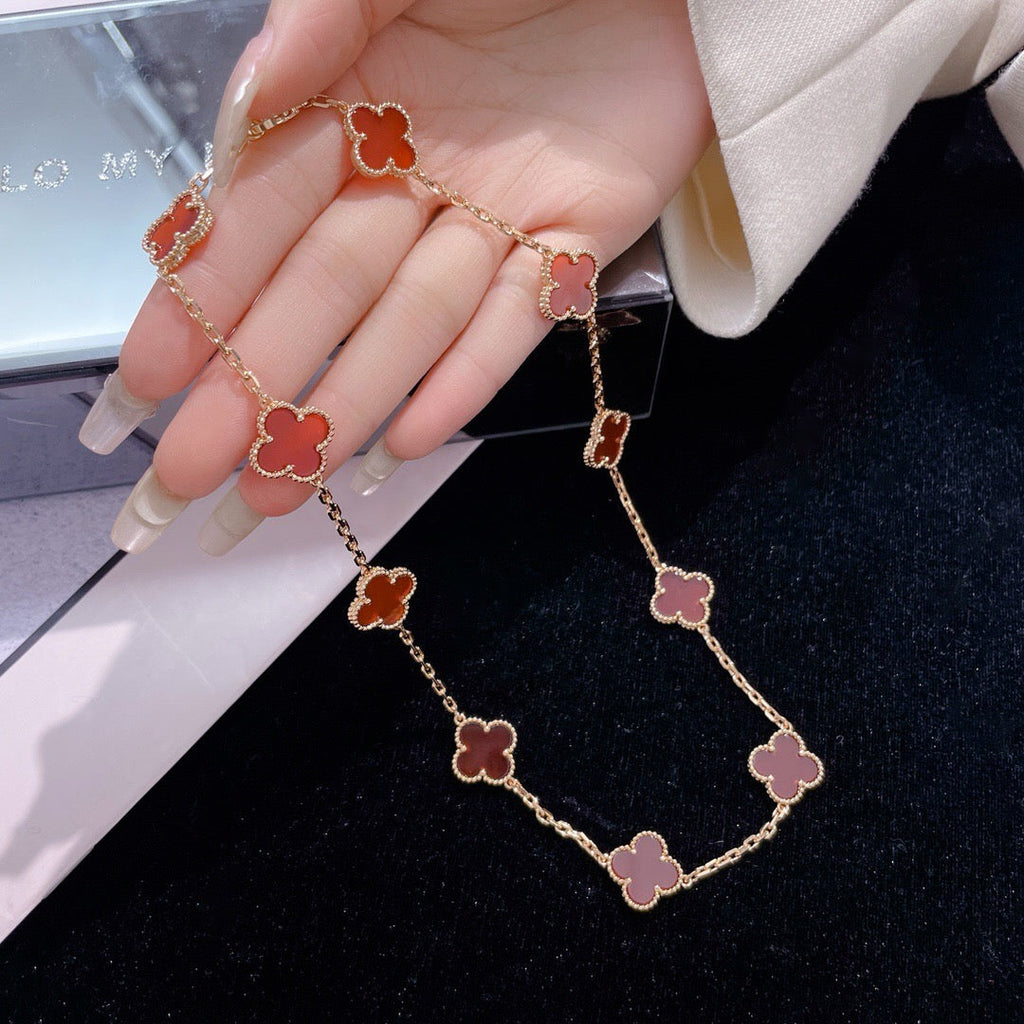 TimiCLOVER 10 MOTIFS CARNELIAN NECKLACE