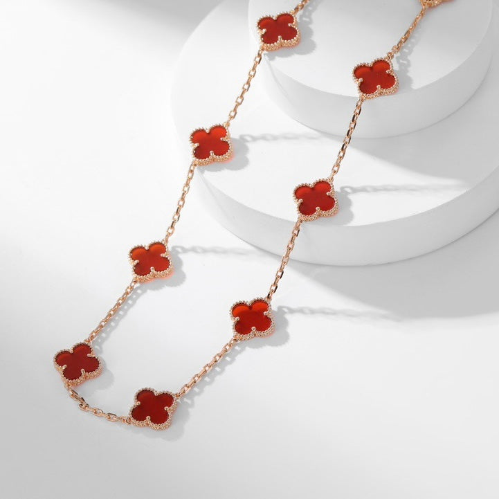 TimiCLOVER 10 MOTIFS CARNELIAN NECKLACE