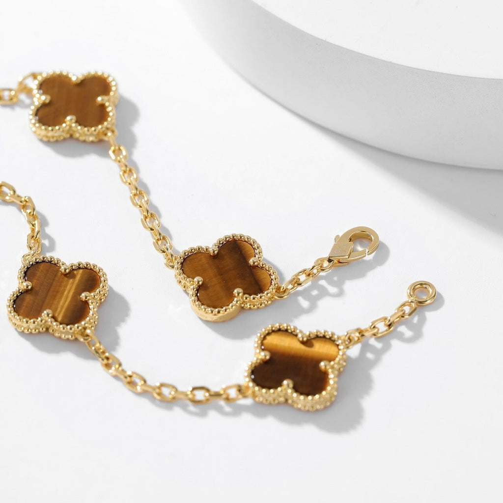 TimiCLOVER 10 MOTIFS TIGER EYE NECKLACE
