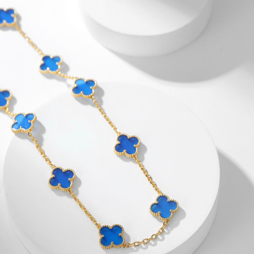 TimiCLOVER 10 MOTIFS BLUE AGATE NECKLACE