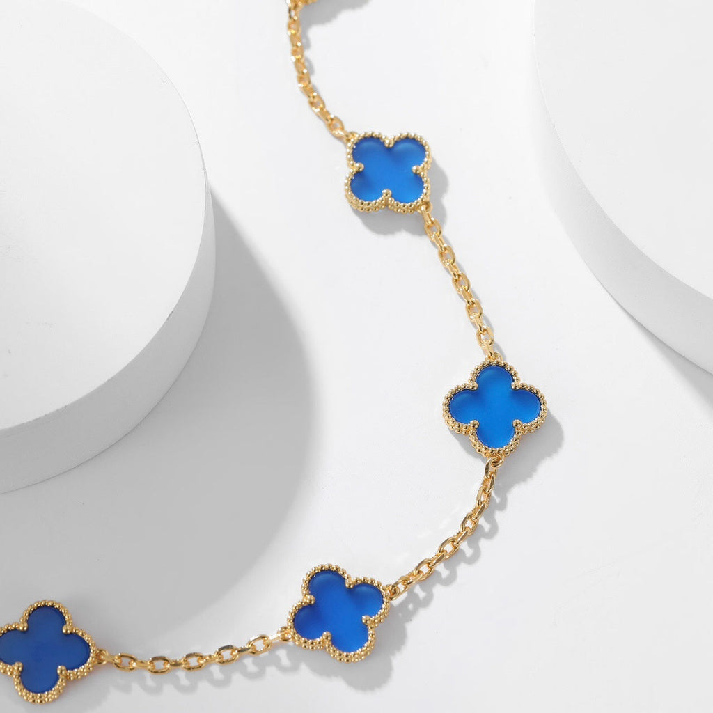 TimiCLOVER 10 MOTIFS BLUE AGATE NECKLACE
