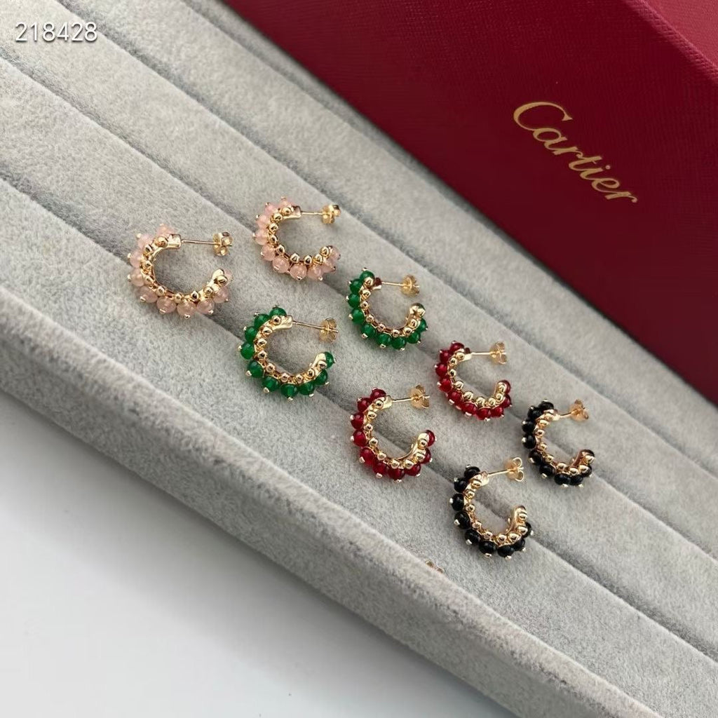 [Timi] NEW COLORED GEMSTONE COLLECTION SMALL HOOP EARRINGS
