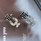 TimiFORCE LARGE HORSESHOE BLACK WHITE DIAMOND BRACELET ROSE GOLD