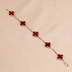 [Timi]New  CLOVER 5 MOTIF RED CORNELIAN BRACELET COLLECTION