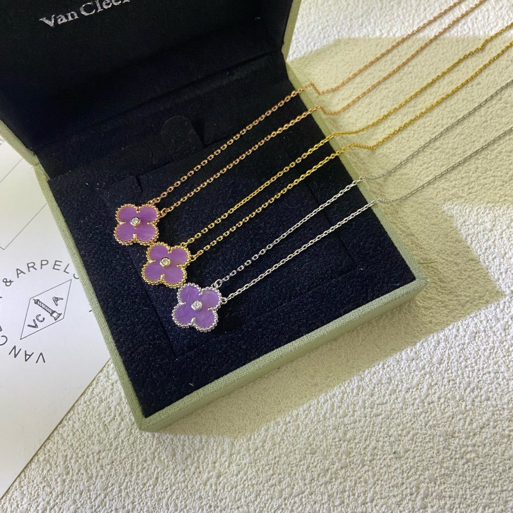 TimiCLOVER 15MM DIAMOND  PURPLE VIOLET NECKLACE