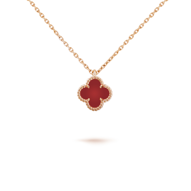 TimiCLOVER MINI 9.5MM WHITE CARNELIANS NECKLACE