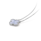 TimiCLOVER 15MM BLUE CHALCEDONY NECKLACE SILVER