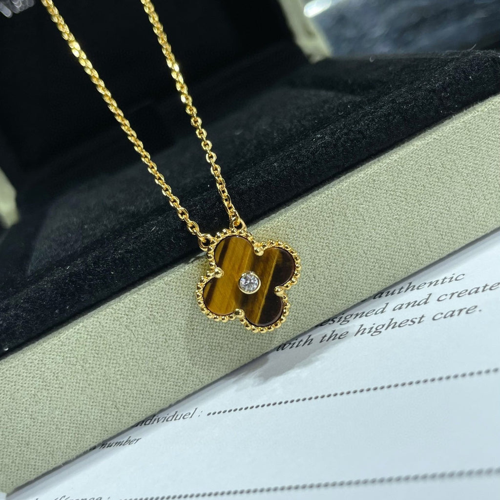 TimiCLOVER 15MM DIAMOND AND YELLOW TIGER'S EYE AGATE necklace