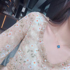 TimiCLOVER 15MM DIAMOND AND BLUE AGATE NECKLACE
