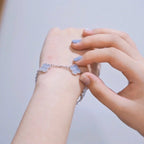 [Timi]New  CLOVER 5 MOTIF PURPLE CHALCEDONY BRACELET COLLECTION