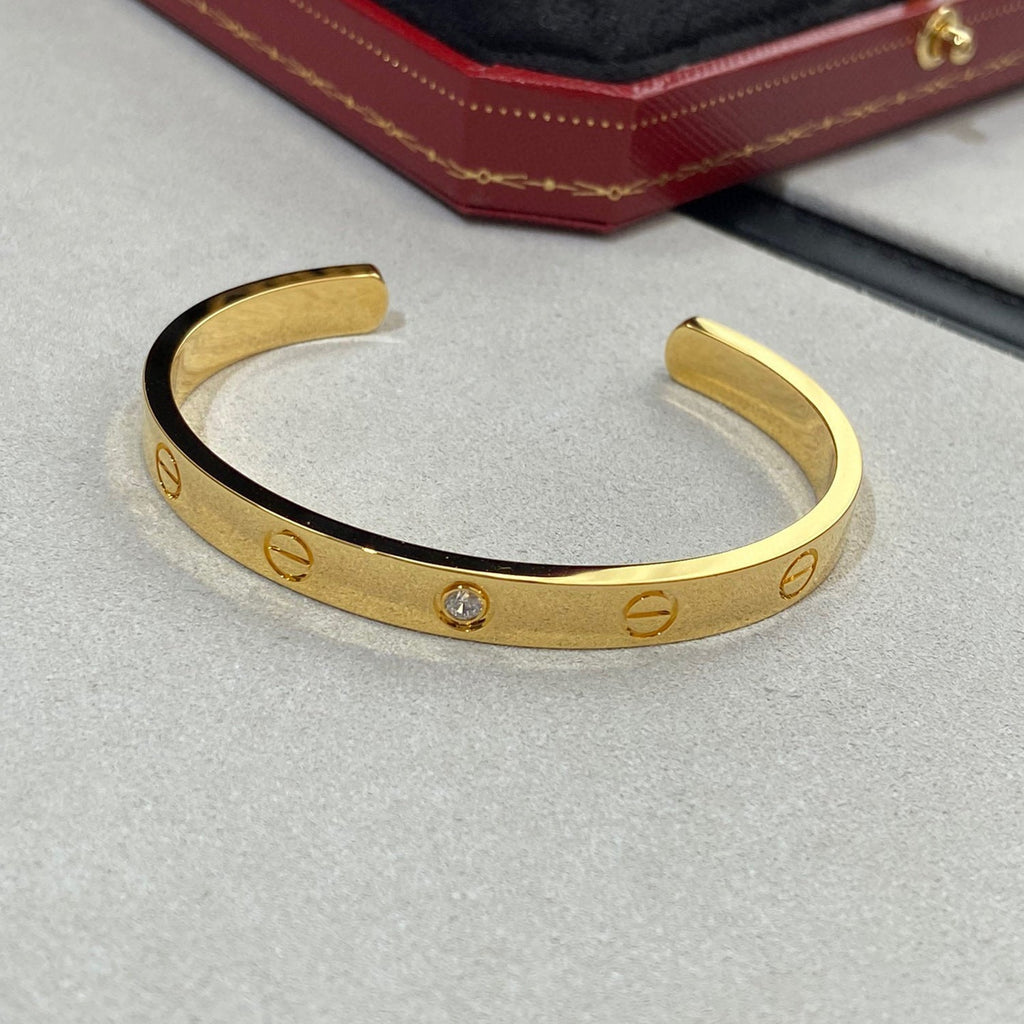 TimiLOVE BRACELET 6.1MM 1 DIAMOND OPEN CUFF