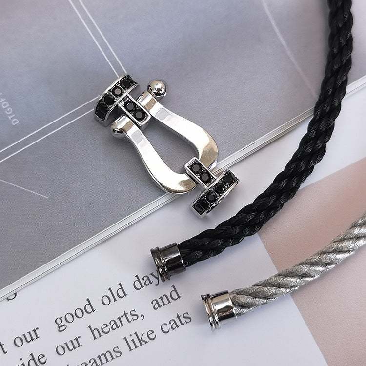 TimiFORCE LARGE HORSESHOE BLACK DIAMOND BRACELET SILVER