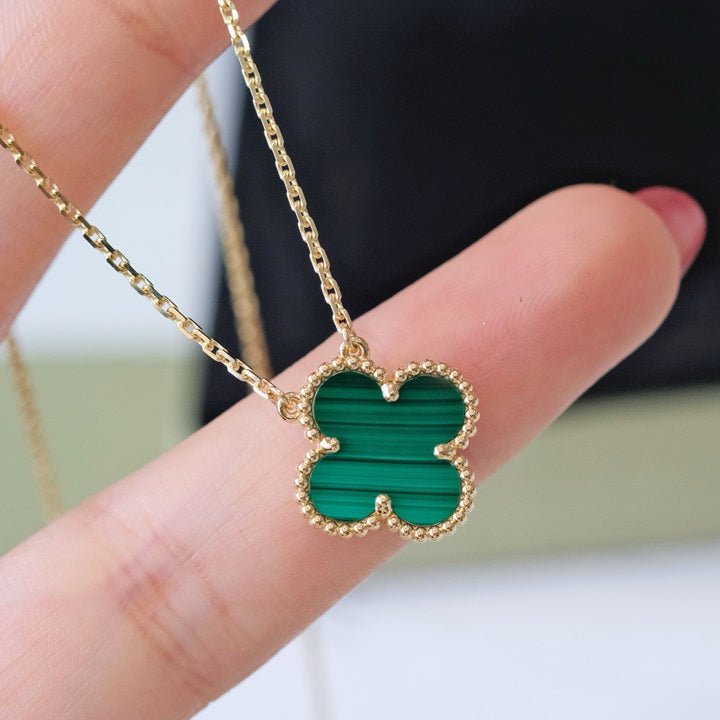 TimiCLOVER 15MM MALACHITE SINGLE FLOWER  NECKLACE