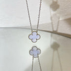 TimiCLOVER 15MM BLUE CHALCEDONY NECKLACE SILVER