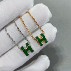 TimiPOP H GREEN NECKLACE SILVER AND GOLD