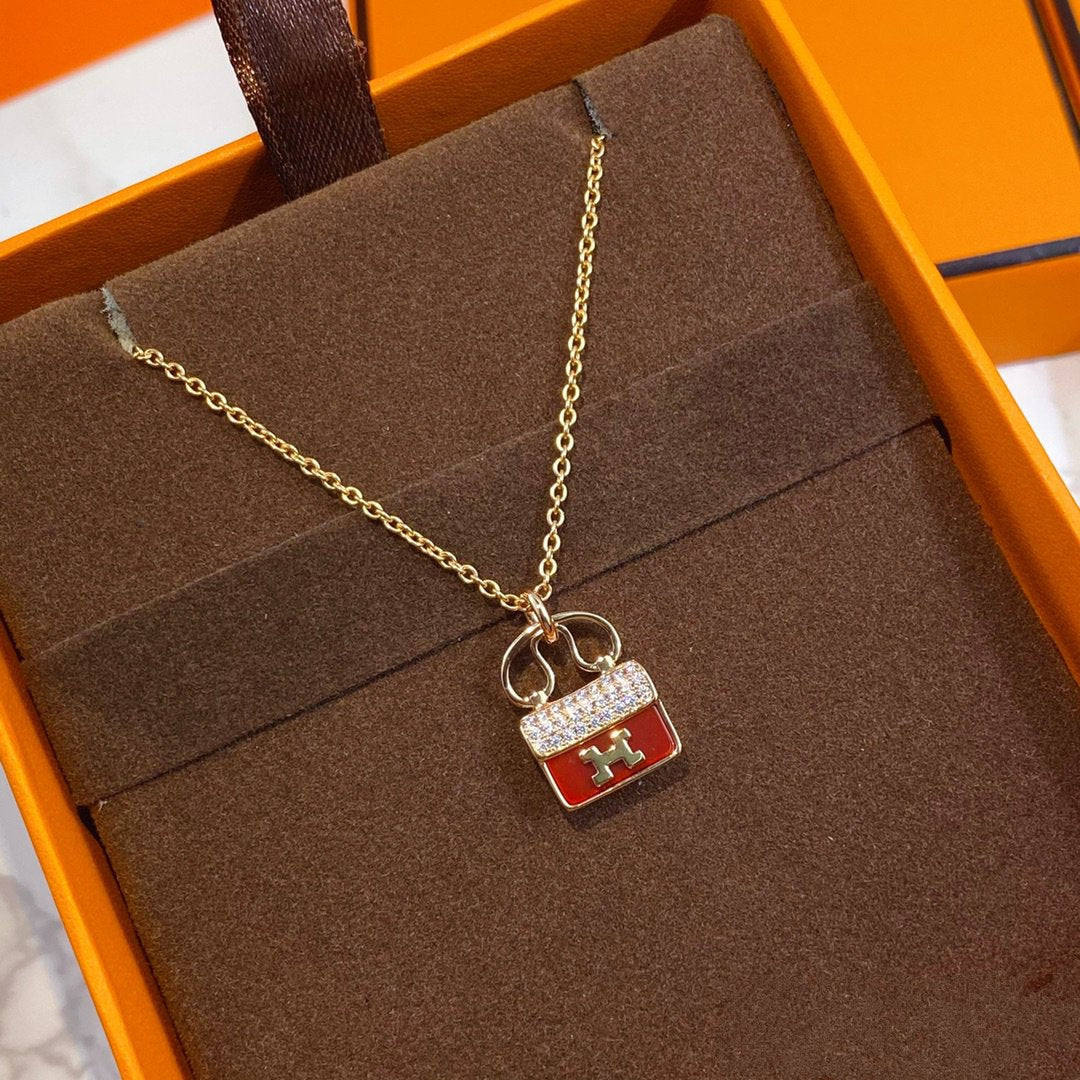 TimiCONSTANCE RED PEDANT PINK GOLD NECKLACE