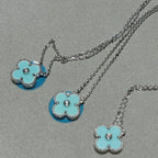 TimiCLOVER 1 DIAMOND LIGHT BLUE SILVER NECKLACE