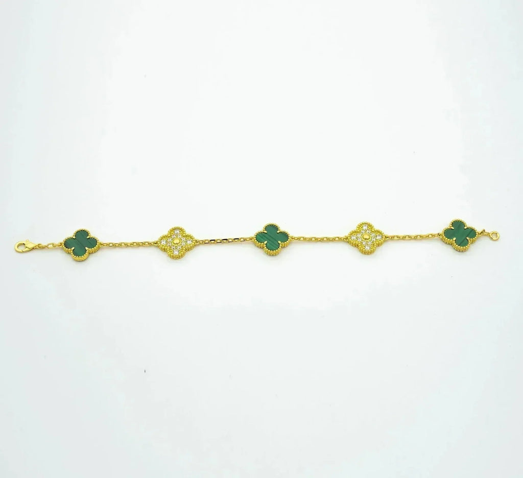 [Timi]New  CLOVER 5 MOTIF MALACHITE BRACELET COLLECTION