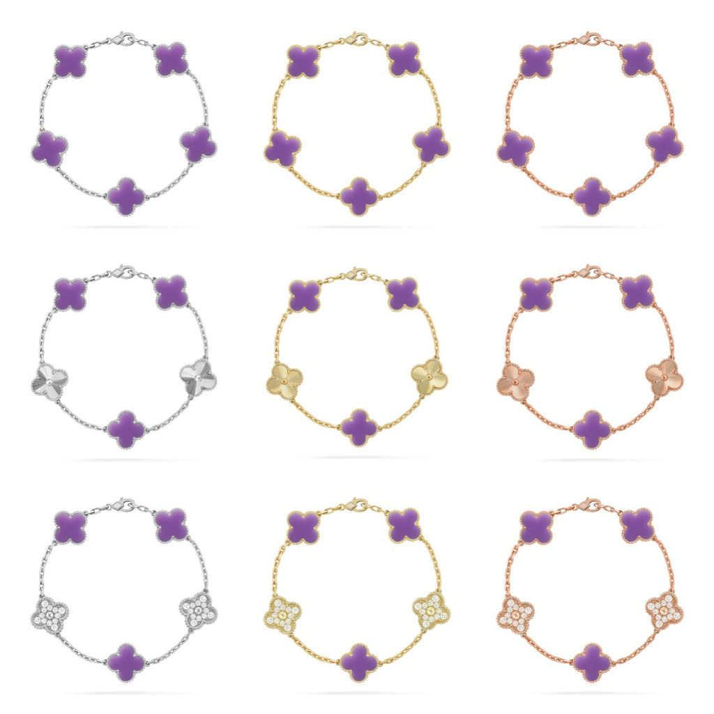 [Timi]New CLOVER 5 MOTIF LIGHT PURPLE BRACELET COLLECTION
