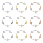 [Timi]New  CLOVER 5 MOTIF PURPLE CHALCEDONY BRACELET COLLECTION