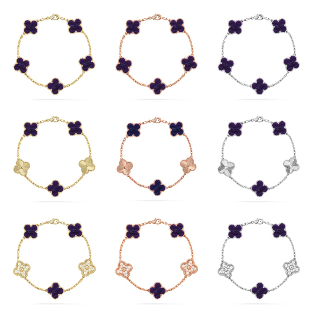 [Timi]New CLOVER 5 MOTIF PURPLE STRIPES BRACELET COLLECTION