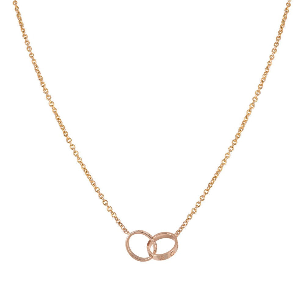 TimiLOVE NECKLACE DOUBLE RING PINK GOLD