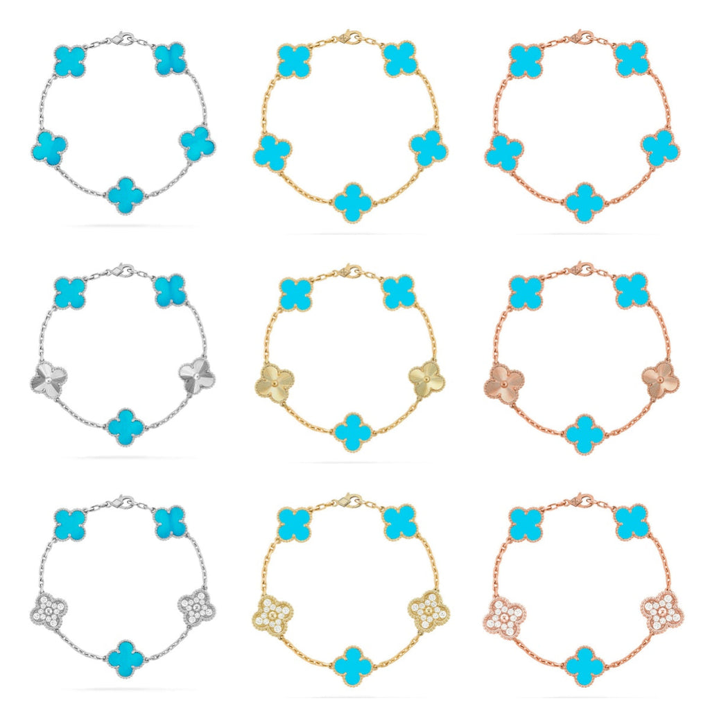 [Timi]New  CLOVER 5 MOTIF TURQUOISE BRACELET COLLECTION