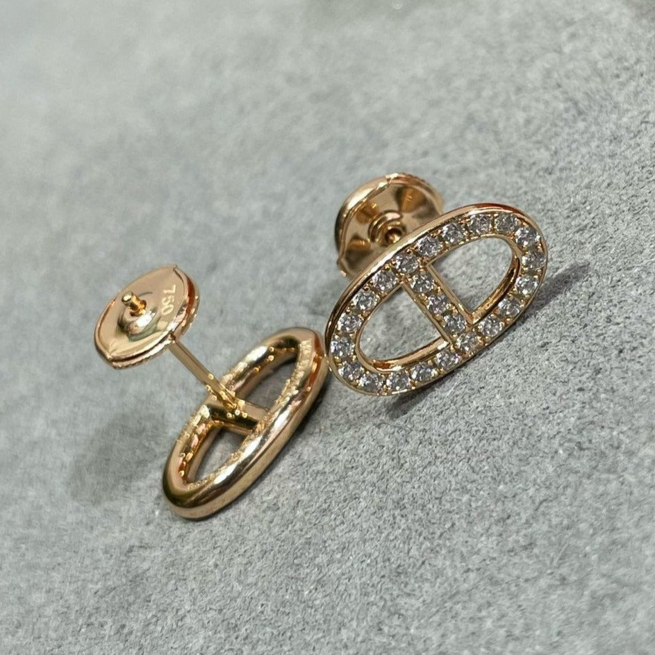 TimiHM FULL DIAMOND PIG NOSE STUD EARRINGS