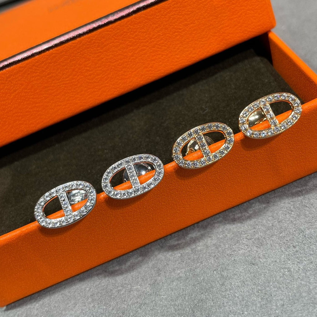 TimiHM FULL DIAMOND PIG NOSE STUD EARRINGS
